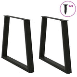 Dining Table Legs V-Shape 2 pcs Black 80x(72-73.3) cm Steel - Side View