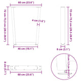 Dining Table Legs V-Shape 2 pcs Black 60x(72-73.3) cm Steel - Extra Image