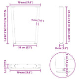 Dining Table Legs V-Shape 2 pcs Black 70x(72-73.3) cm Steel