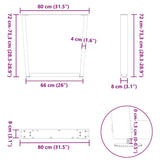 Dining Table Legs V-Shape 2 pcs Black 80x(72-73.3) cm Steel