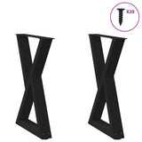 Dining Table Legs 2 pcs Black 60x(72-73.3) cm Steel