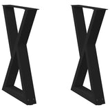 Dining Table Legs 2 pcs Black 60x(72-73.3) cm Steel - Front View