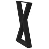 Dining Table Legs 2 pcs Black 60x(72-73.3) cm Steel - Top-Down View