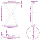 Dining Table Legs 2 pcs Black 60x(72-73.3) cm Steel