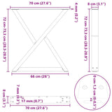 Dining Table Legs 2 pcs Black 70x(72-73.3) cm Steel