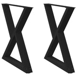 Dining Table Legs 2 pcs Black 80x(72-73.3) cm Steel - Front View