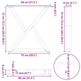 Dining Table Legs 2 pcs Black 80x(72-73.3) cm Steel - Extra Image
