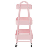 Storage Trolley 3-Tier Pink 42x41.5x77 cm Steel - 45-Degree Angle