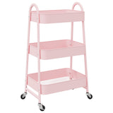 Storage Trolley 3-Tier Pink 42x41.5x77 cm Steel - Rear View