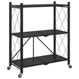 Storage Shelf on Wheels Black 71x34x88 cm Steel - Front View