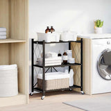 Storage Shelf on Wheels Black 71x34x88 cm Steel - Side View