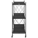 Storage Shelf on Wheels Black 71x34x88 cm Steel - 45-Degree Angle