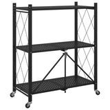 Storage Shelf on Wheels Black 71x34x88 cm Steel - Rear View