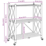 Storage Shelf on Wheels Black 71x34x88 cm Steel