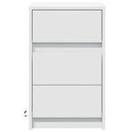Bedside Cabinet with LED Lights White Engineered Wood