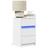Bedside Cabinet with LED Lights White Engineered Wood