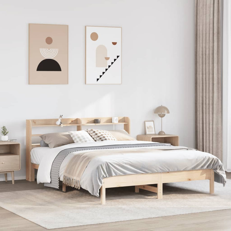 Bed Frame without Mattress 135x190 cm Solid Wood Pine