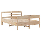 Bed Frame without Mattress 135x190 cm Solid Wood Pine - Side View