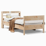 Bed Frame without Mattress 90x190 cm Solid Wood Pine - Front View
