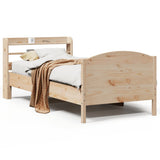 Bed Frame without Mattress 90x190 cm Solid Wood Pine - Front View
