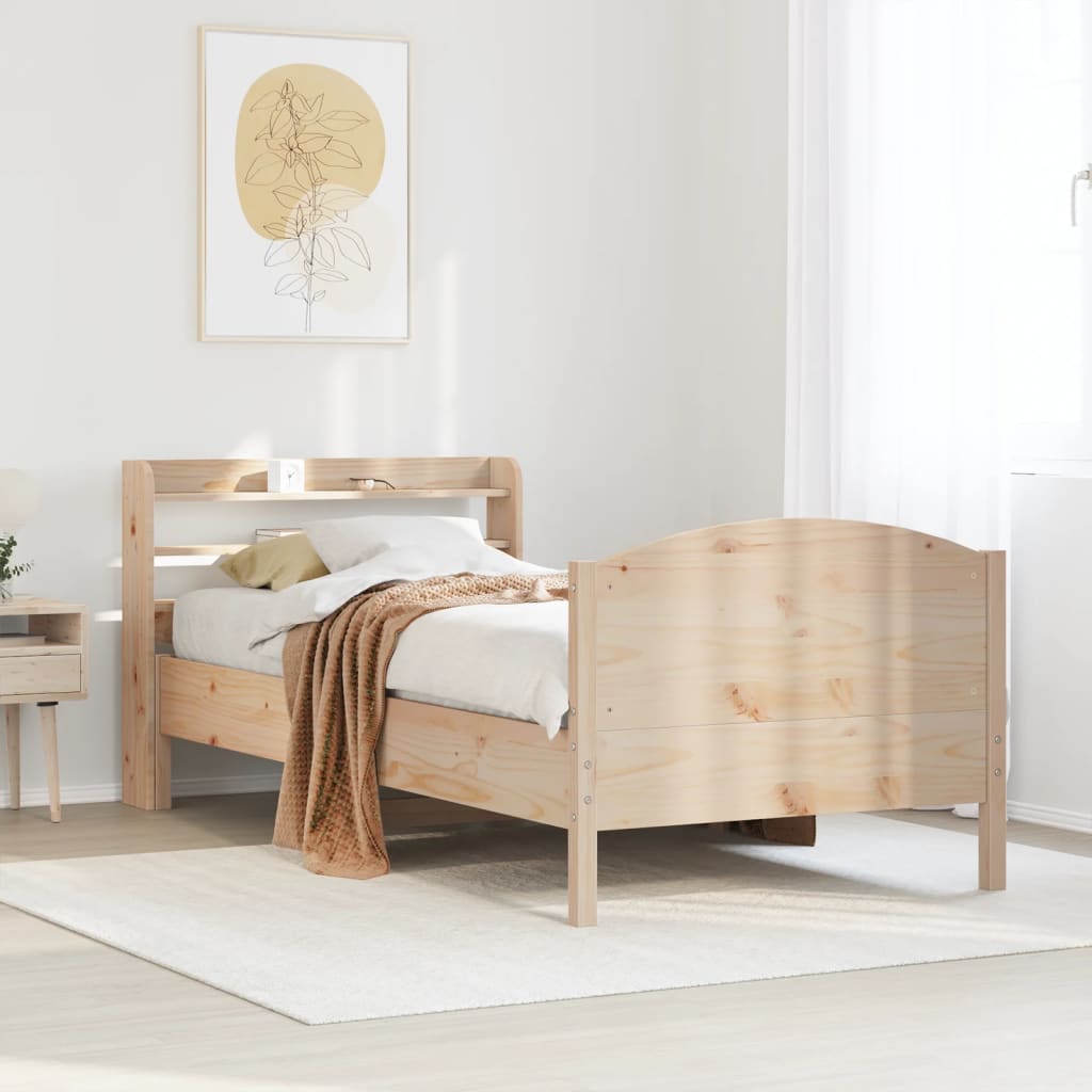 Bed Frame without Mattress 90x190 cm Solid Wood Pine