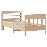 Bed Frame without Mattress 90x190 cm Solid Wood Pine - Side View