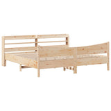 Bed Frame with Headboard 180x200 cm Solid Wood Pine - Front View