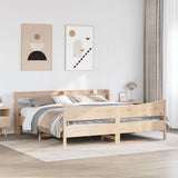 Bed Frame with Headboard 180x200 cm Solid Wood Pine - Side View