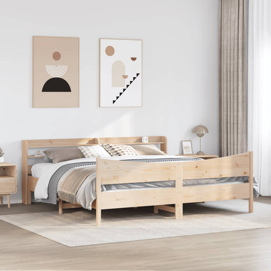 Bed Frame with Headboard 180x200 cm Solid Wood Pine