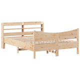 Bed Frame with Headboard 150x200 cm Solid Wood Pine