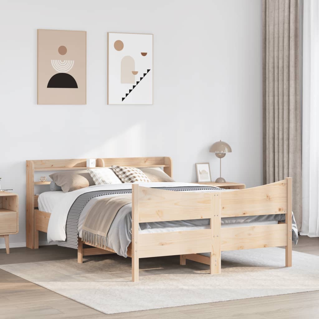Bed Frame with Headboard 150x200 cm Solid Wood Pine