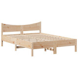 Bed Frame with Headboard 150x200 cm Solid Wood Pine - 45-Degree Angle