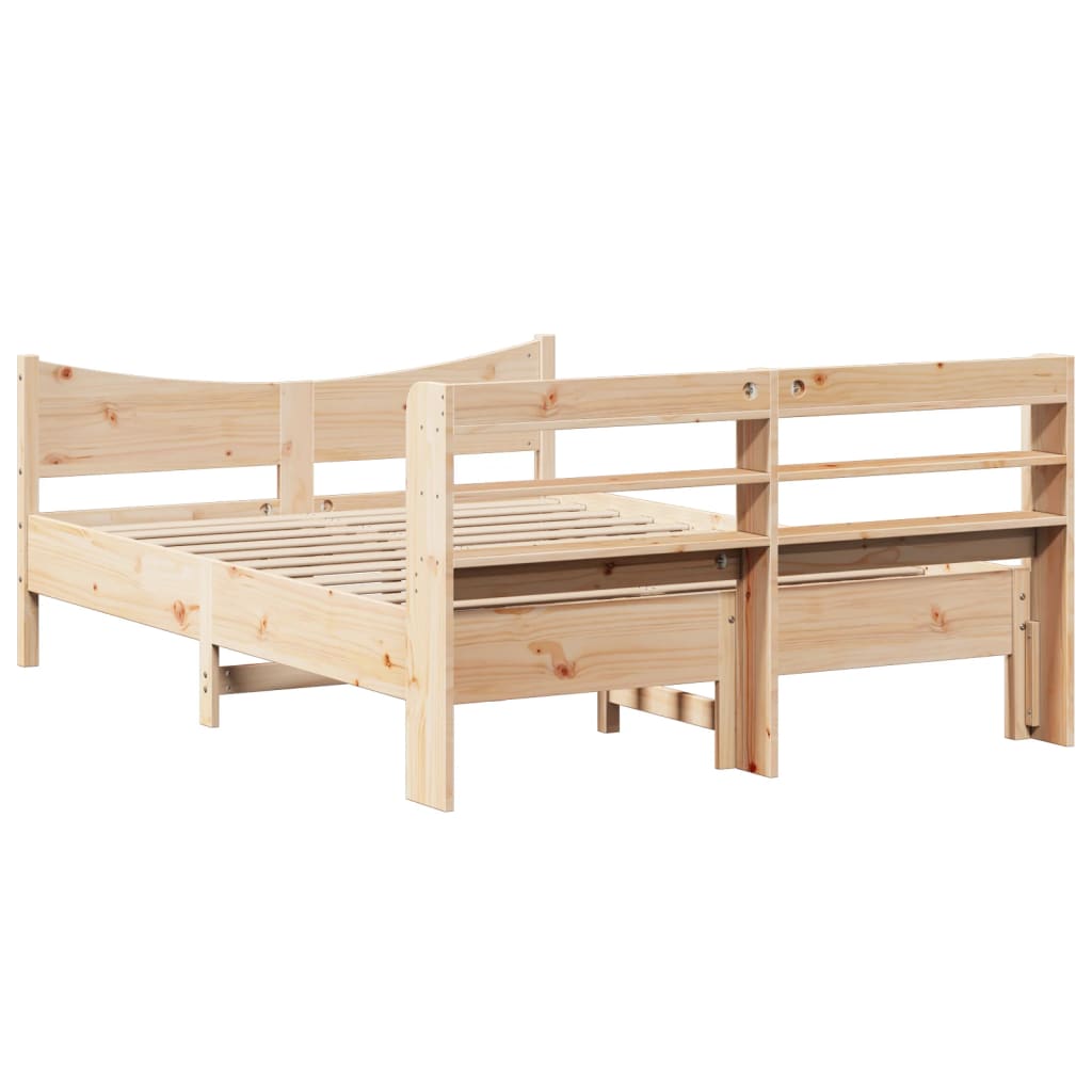 Bed Frame with Headboard 150x200 cm Solid Wood Pine