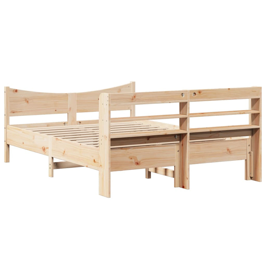 Bed Frame with Headboard 150x200 cm Solid Wood Pine
