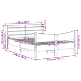 Bed Frame with Headboard 150x200 cm Solid Wood Pine