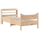 Bed Frame with Headboard 90x200 cm Solid Wood Pine - Front View