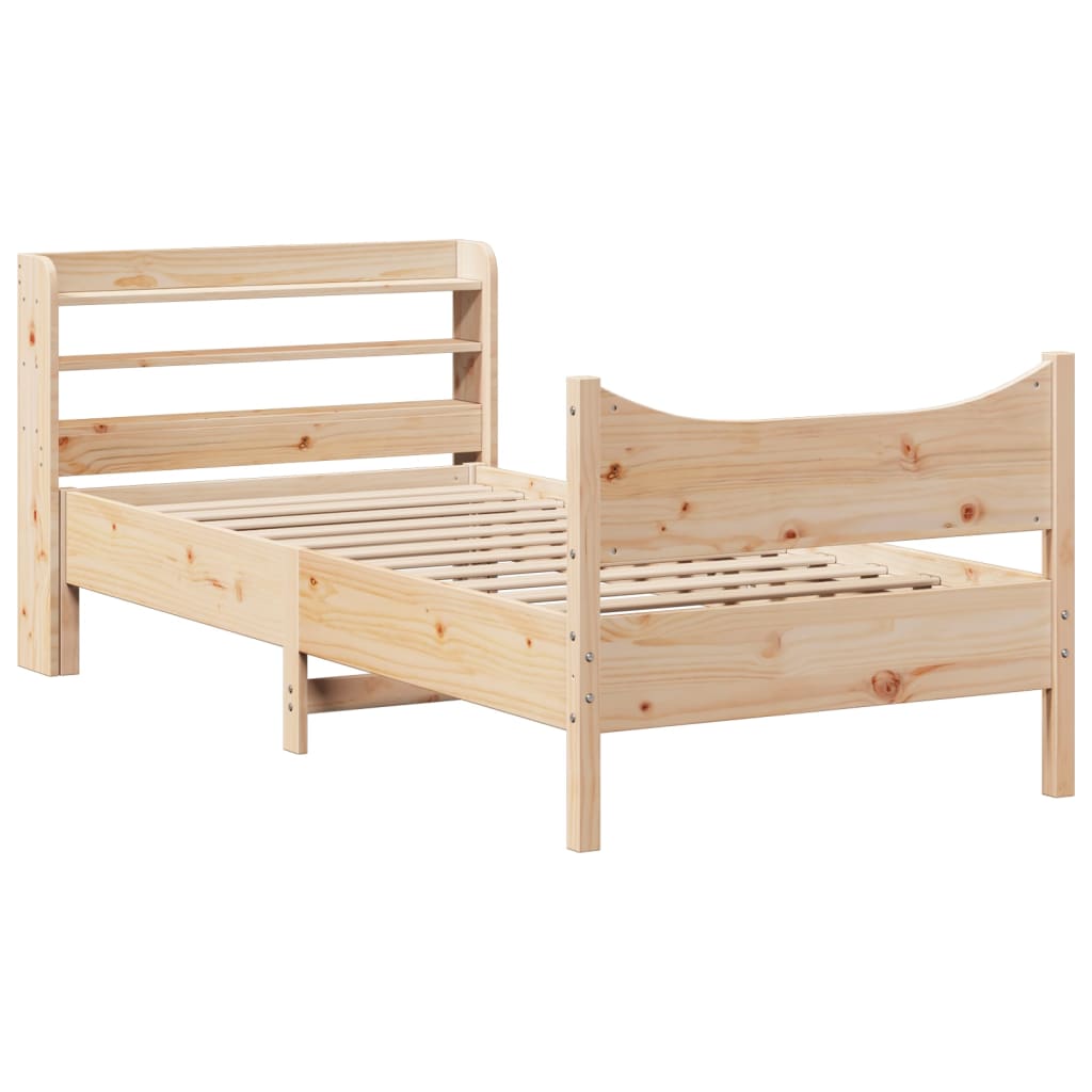 Bed Frame with Headboard 90x190 cm Solid Wood Pine