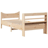 Bed Frame with Headboard 90x190 cm Solid Wood Pine - Low Angle