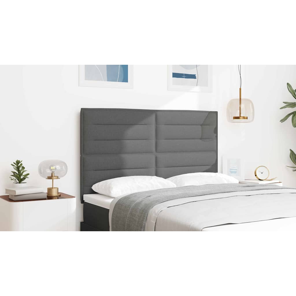 LED Headboard with LED Strip Lights Dark Grey 144 cm Fabric