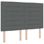 LED Headboard with LED Strip Lights Dark Grey 144 cm Fabric