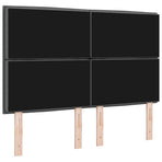 LED Headboard with LED Strip Lights Dark Grey 144 cm Fabric
