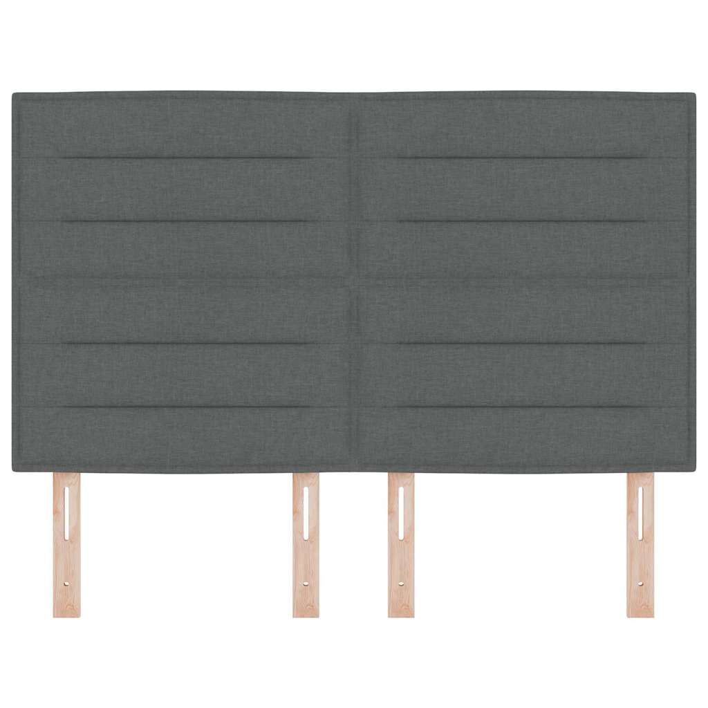 LED Headboard with LED Strip Lights Dark Grey 144 cm Fabric