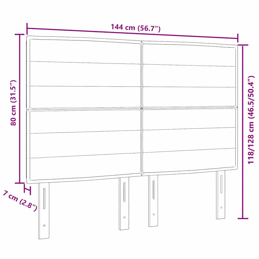 LED Headboard with LED Strip Lights Dark Grey 144 cm Fabric