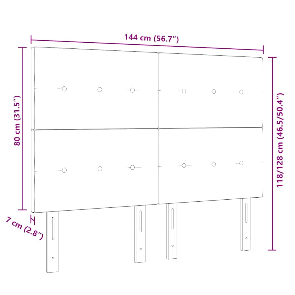 LED Headboard with LED Strip Lights Dark Grey 144 cm Polyester