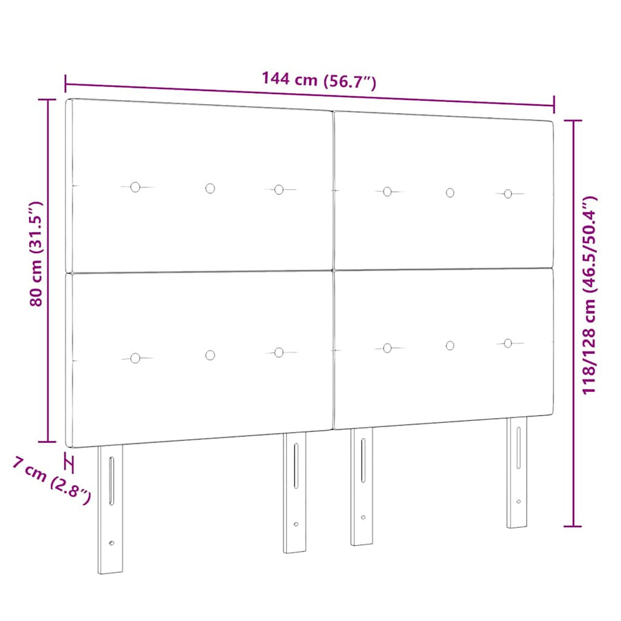 LED Headboard with LED Strip Lights Dark Grey 144 cm Polyester