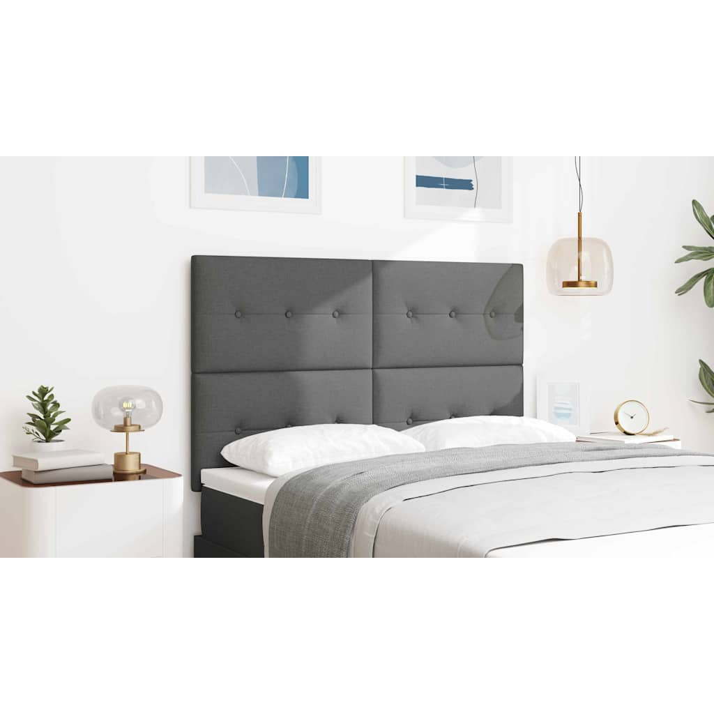 LED Headboard with LED Strip Lights Dark Grey 160 cm Polyester