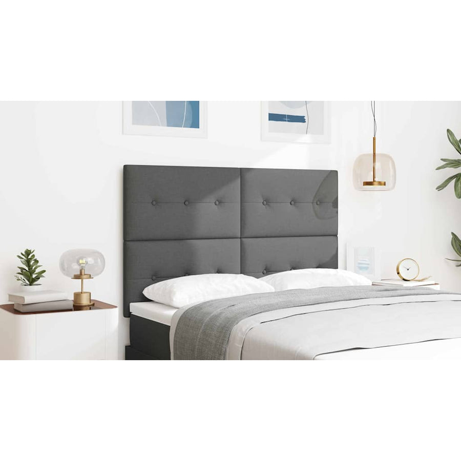 LED Headboard with LED Strip Lights Dark Grey 160 cm Polyester