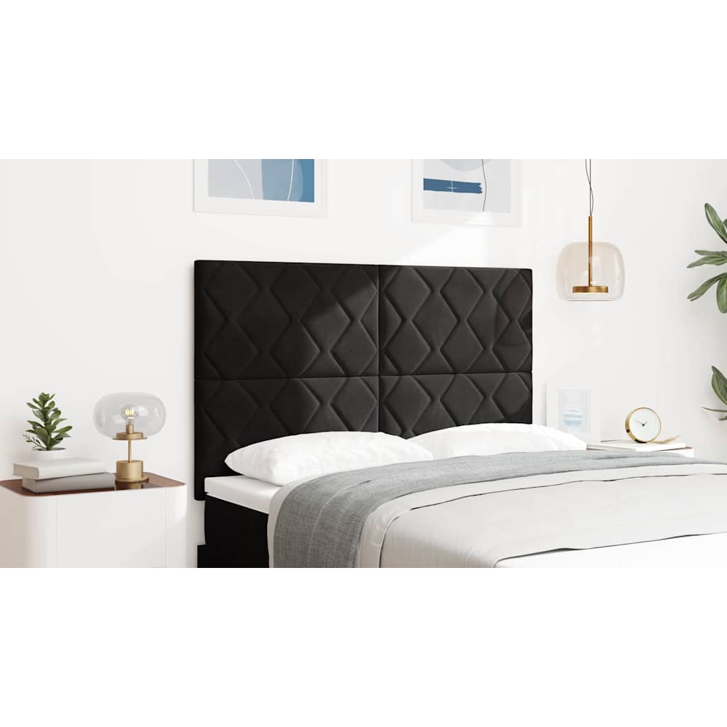 LED Headboard Black 144 cm Faux Leather