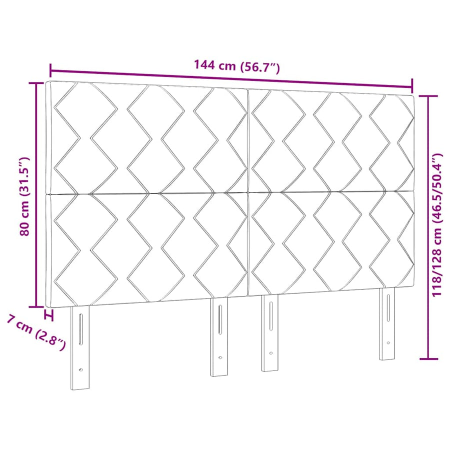 LED Headboard Black 144 cm Faux Leather