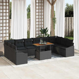 Garden Sofa Set 11 pcs Black and Brown